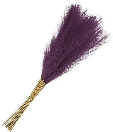 MECCANIXITY 15Pcs Faux Pampas Grass,21/55cm Fake Pampas Grass Decor for Living Room Party Wall Vase Wedding Decoration,Dark Purple