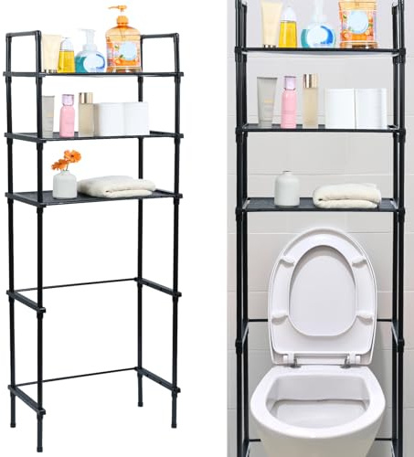 Unidad de almacenamiento sobre el inodoro, estante de almacenamiento de baño de 3 niveles, estante de almacenamiento de inodoro independiente, ahorro de espacio, estante organizador de unidad para el