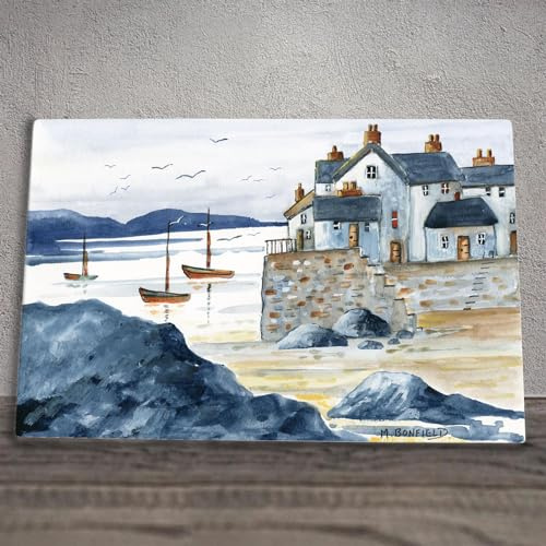Global Designs Harbour Village Artwork by Maureen Bondfield Printed Onto Ceramic Picture Tile