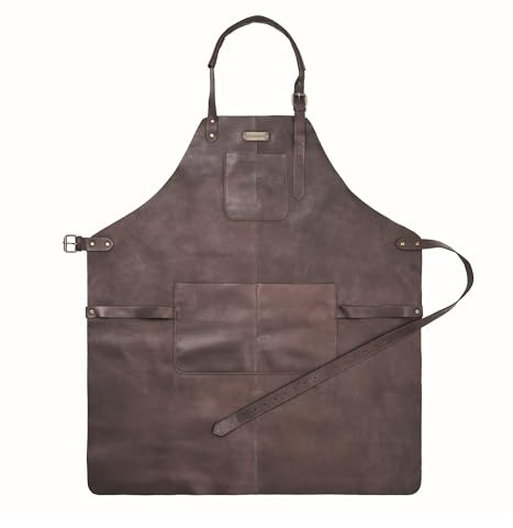 DRAKENSBERG Grembiule da barbecue Bob, taglie forti, da uomo, in pelle, taglie forti, fino a vita 150 cm, qualità professionale, marrone caffè DR00343-XXL, Caffè-marrone-XXL, XXL