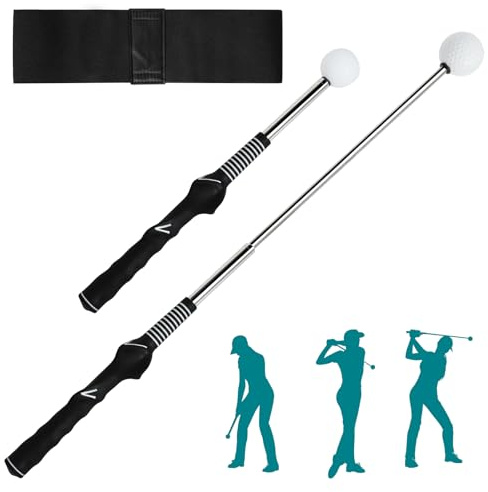 ZephyrCraft Golf Swing Training Aid, impugnatura regolabile da golf con fascia da braccio per correggere la postura, bastone retrattile per allineamento golf, per uomini, donne, bambini, pratica