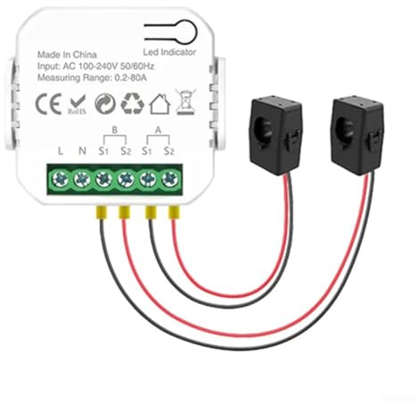 WiFi Home Energy Monitor,Electricity Monitor With Clamp For Tuya Wifi for Smart Power Meter(2CT)