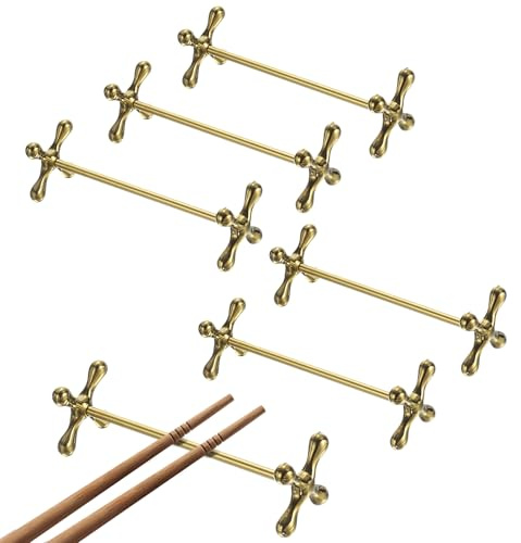 Sourcing Map 6pcs Zinc Alloy Chopstick Rest, Non Slip Chopstick Stand Holder, Gold