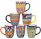 vancasso Lot de 6 Grandes Tasses à Café en Porcelaine (480ml) - Mugs avec Anse pour Thé, Café, Lait, Cappuccino - Résistant au Lave-vaisselle et Micro-ondes - Design Bohème Chic