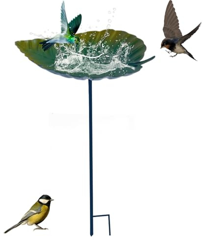 Bagno per uccelli e mangiatoia 2 in 1, bagno per uccelli da giardino verticale con supporto da 83 cm, bagno per uccelli antigelo, bagno per uccelli da giardino verticale