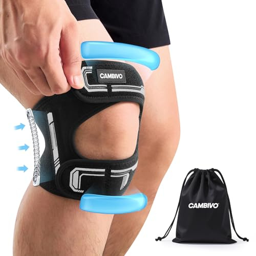 CAMBIVO Patella Tendon Knee Strap with Double-Sided Spring Stabilizers and Gel Pad, Adjustable Knee Support for Women Men, Lightweight Knee support for Running, Hiking, Workouts, Pain Relief (S/M)