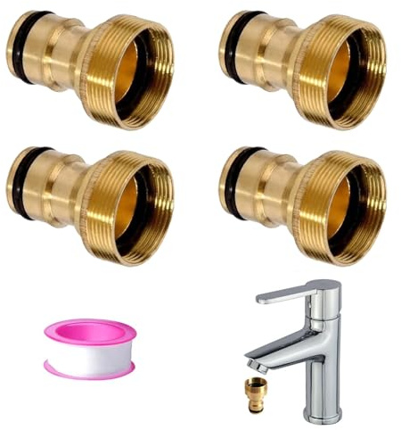 4 Pièces Connecteur de Robinet de Cuisine Universel, En Laiton Adaptateur De Robinet Fileté D'Eau, Raccord Tuyau d'Arrosage Robinet