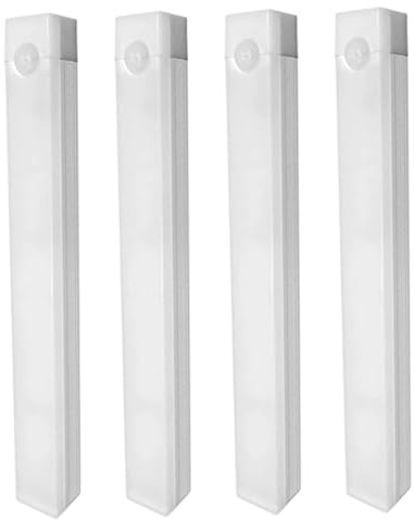 Muzrunq Illuminazione sottopensile 4 pezzi LED dimmerabile con sensore di movimento magnetico, lampada da interno da 8 pollici ricaricabile portatile senza fili per cucina, scale, camera da letto