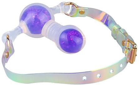 Kutocesy Mordaza De Silicona Para Bondage Para Juegos Sexuales Mordaza Para Pene Con Correa Ajustable Mordaza Bucal Ataduras Fetichistas Entrenamiento Con Boca Abierta (Purple)
