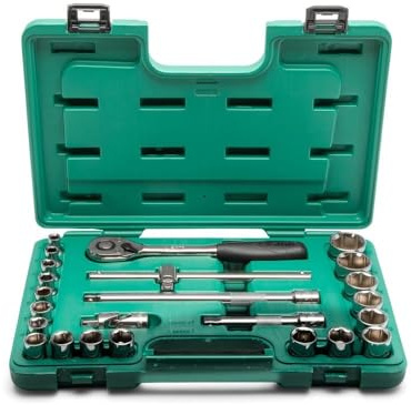 SATA ST09060-6SJ Juego de llaves de tubo de 6 puntas con unidad de 1/2 pulgada y 24 piezas