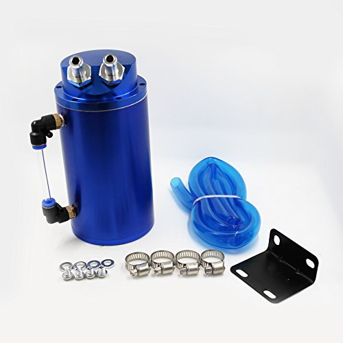 M MODAUTO Réservoir d'huile de voiture, décanteur d'huile, récupérateur d'huile de moteur, aluminium poli, rond, modèle E080BL, couleur bleu