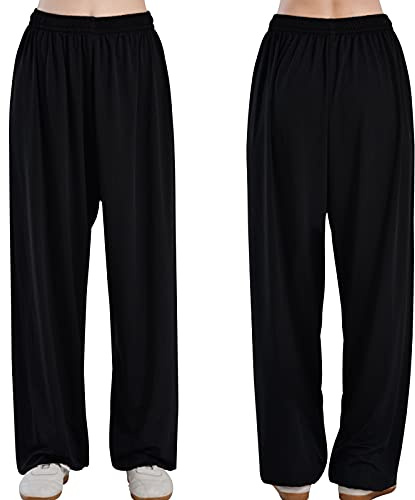 Tai Chi Abbigliamento donne primavera e autunno Tai Chi pantaloni abbigliamento pantaloni uomo esercizio pantaloni arti marziali yoga bloomers,Black-Medium