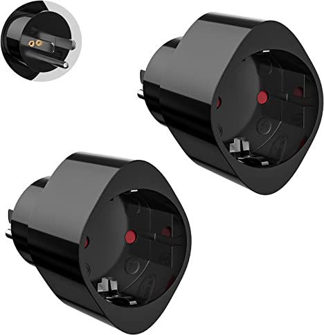 Reiseadapter USA auf EU Typ B, 2er Set Stromadapter für USA/Kanada/Mexiko, EU Stecker Adapter Nordamerika, Kompakt & Sicher, 250V/13A, Schwarz