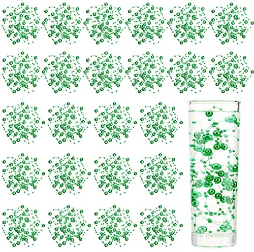 Tondiamo 24 Pcs Artificial Pearl String for Floating Candle Faux Pearls Beads String Garland Centerpiece Decoration for Vases Filler Wedding Spring Holiday Party Decor(Green)