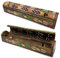 Bruciatore Incenso (incensiero) Scatola di Legno Decorata a Mano in India - Esclusivo Design di Colori ed Elefanti 30.5x6.2x5.5 - Peso 240 g Porta Incenso Legno