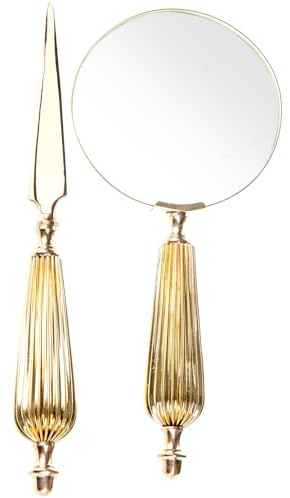 2er Set Lupe & Brieföffner Gold Leselupe Antik Vergrösserungsglas Schreibtisch Set lup063 Palazzo Exklusiv