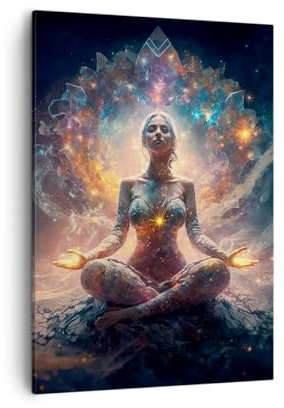 Cuadro sobre Lienzo 50x70 cm Moderno Vertical Fantasy Personas - 5781 | Meditación Yoga Energía Cuadro Decorativo Arte mural Decoración del Hogar Salón Dormitorio Cocina Cuadros de Pared