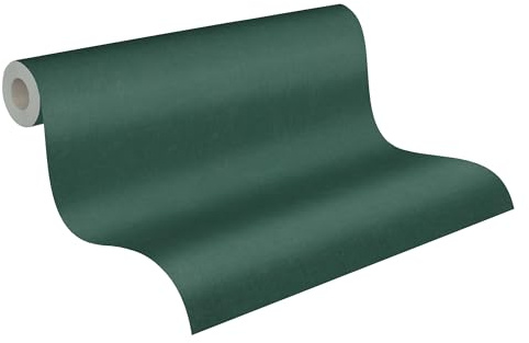 A.S. Création papier peint intissé uni en vert foncé – papier peint en relief 10,05 x 0,53 m – 393395
