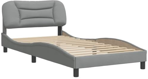 vidaXL Bettgestell ohne Matratze Hvar Hellgrau 100x200 cm Stoff