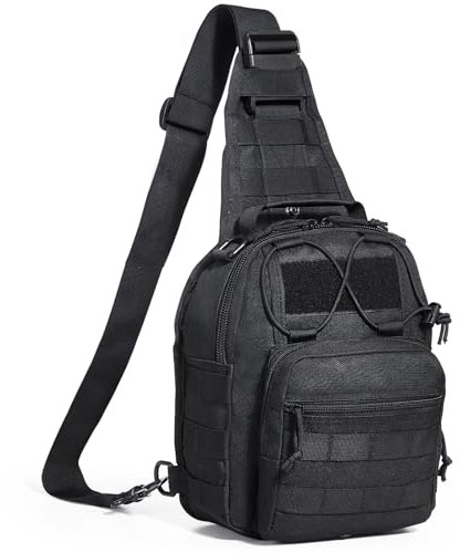 VEVOR Bolsa de Viaje Táctica Bolsa de Hombro 10 L con Diseño Molle y Múltiples Bolsillos, Bolsa de Viaje de Poliéster 600D Bolsa de Equipo Mochila para Deportes, Viajes, Camping, Ropa Fitness, Negro