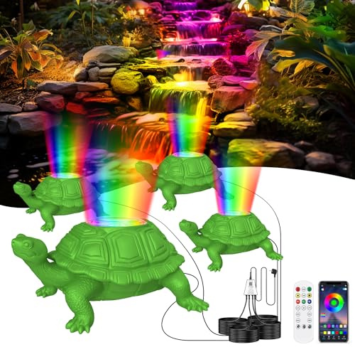 OSREE Faretto LED da Laghetto con Controllo APP, 6W Luci per Laghetto con 12V Trasformatore e Timer, Cambiano Colore RGB Illuminazione Laghetto per Giardino Acquari Fontana Set 4