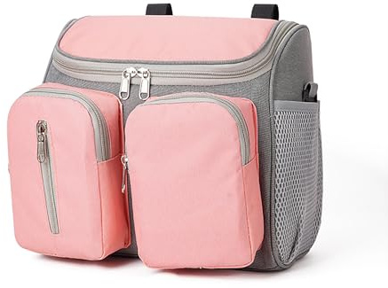 Fexkean Baby Pushchair Organiser,Multifunctional Pram Stroller Bag,Adjustable Shoulder Strap,Large Capacity for Baby Essentials,Used as Carry-On Handbag-Universal Fit All Buggy Models(Pink)