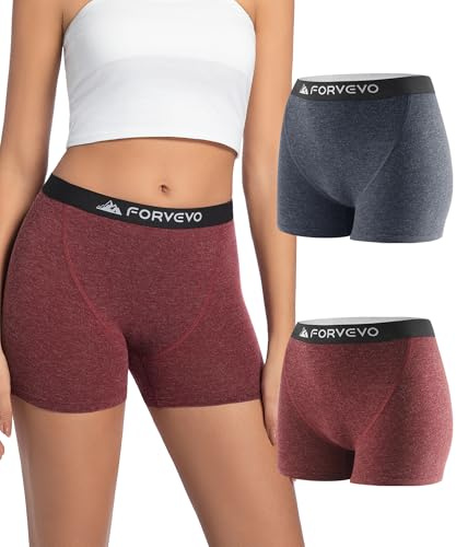 FORVEVO Lot de 2 boxers en laine mérinos pour femme, short respirant pour femme, culottes sèches pour femme, Multicolore02, M