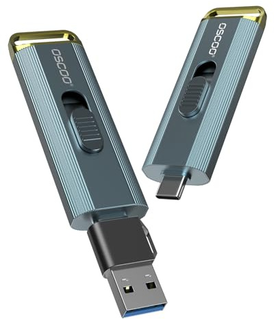 OSCOO 2TB External SSD Up to 2100MB/s Portable External Solid State Drive SSD Retractable Design Fast Flash Drive Dual Type-C and USB 3.2 USB Memory Stick for Android Phone/Tablet/Windows/Laptop