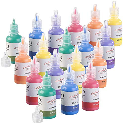 infactory Batik Farbe: 18er-Set Textilfarben in Gelb, Orange, Rot, Lila, Blau, Grün, je 30 ml (Textilmalfarben, Batik Farbe Set, Waschmaschine)