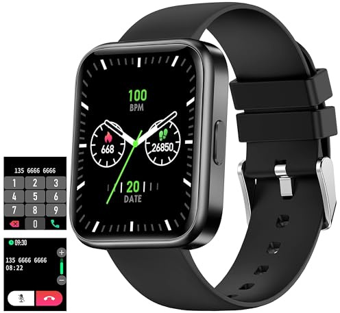Smartwatch mit Blutdruckmessung Pulsuhr Fitnessuhr Damen Herren Uhr mit Schrittzähler Laufuhr Schwarz Sportuhr Telefonfunktion Smart Watch Damenuhr Jungen Fittnessarmbanduhr Frauen Fitness Tracker
