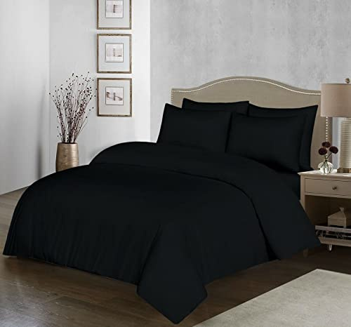 Set di biancheria da letto con copripiumino 100% cotone egiziano | Set copripiumino tinta unita a 200 fili con federe in omaggio | Set biancheria da letto facile da curare e senza stiro - Taglie