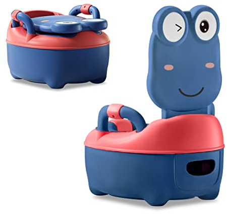 LARS360 Pot de toilette pour enfant avec poignées pour filles, garçons, enfants (type normal, bleu)