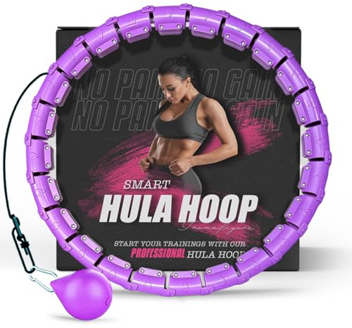 K-MART Hula Hoop con Peso, Infinity Smart Hula Hoops con Contador de 16, Masaje de Bola de Giro automático de 360 Grados, aro Infinito para Adultos, Equipo de Fitness para pérdida de Peso