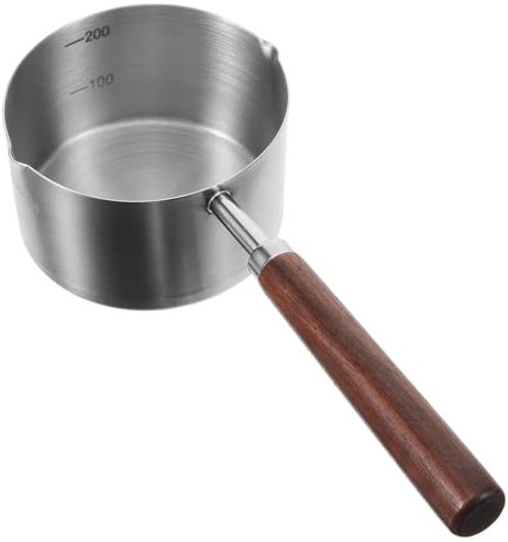 Housoutil Small Pot with Oil Griddle Pan Petite Pot Noodle Cooking Pot Kitchen Ladle Metal Frothing Pitcher Non Stick Pot Saucepan Pot with Pour Spout Mini Stainless Steel Pot