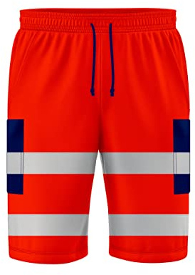 NOROZE Herren Hi-Vis Arbeitsshorts – Reflektierende Warnschutz-Cargo-Shorts mit Mehreren Taschen – 3/4 Joggingstil-Utility-Hose für BAU, Sicherheit, Lager, Baustelle & Außeneinsatz