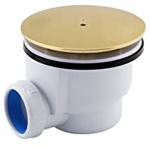Sandy Beach Gold Shower Waste, Brass Elegance, Premium 90mm Waste Trap, Sleek Shower Tray Waste Trap, and Drain Cover Replacement Solutions - Perfectly Sized, Effortlessly Stylish (90mm Diameter)