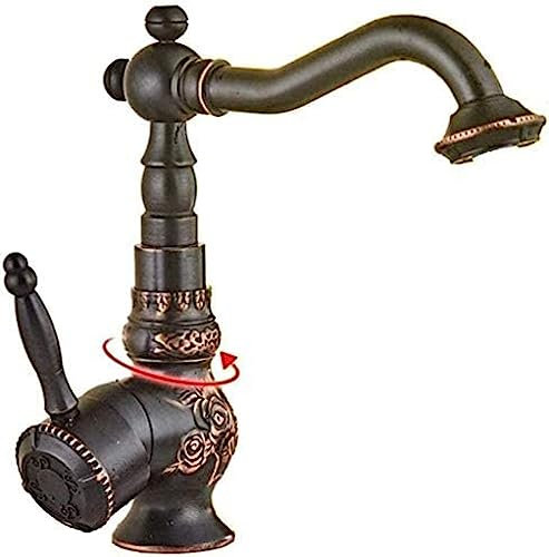 Wasserhahn Armaturen Landhausstil Schwarz Waschtischarmatur Retro 360° drehbar Badarmatur Einhebel-Waschtischarmatur Mischbatterie für Badezimmer Made