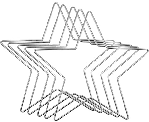 LZLUCKCOME 5 Stück Metallring zum Basteln, Herz/Mond/Fünfeck Traumfänger und DIY Weihnachten Handwerk Basteln, für Hochzeit Kranz, Traum Catcher (Weiß, Fünfzackiger Stern(200MM*5))
