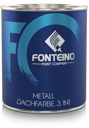 Fonteino Metall Dachlack 3in1 Dachbeschichtung Sockelfarbe Metallschutzlack Feuerrot - 750ml