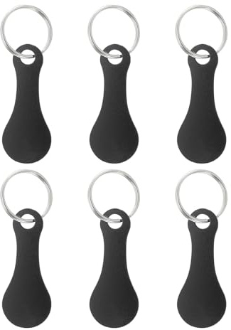 PATIKIL Shopping Trolley Token Key Ring, 6 Pack 2.2 Inch Stainless Steel Cart Remover Unlock Release Keychain for Grocery Shopping Cart, Black