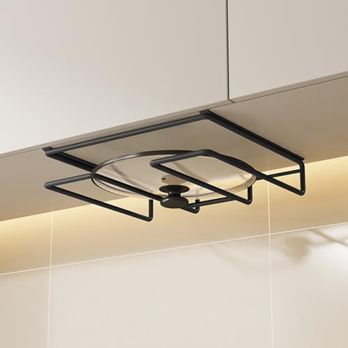 SanzIa 2 Paquetes Estante Colgante Bajo Armario para Organizador de Almacenaje para Guardar Tapas de Ollas, Tablas de Cortar, Tazas, Toallas de Papel, Utensilios de Cocina(Schwarz,9.44x10.23x2.95in)