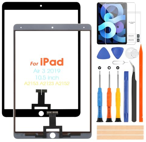 ARSSLY 10.5 Pulgadas Pantalla Táctil para iPad Air 3 2019 Touch Screen para iPad Air 3 A2153 A2123 A2152 Cristal Táctil con Herramientas, No LCD Pantalla Negra
