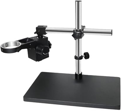 DOJOEUU Heavy Duty Boom Microscope Stand, Stereo Microscope Table Stand, 360° Rotating, 76mm Focusing Holder, Desktop Support Lift Bracket for Binocular Trinocular Microscopes(Black)