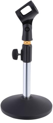 TEMPNAP Supporto Microfono Regolabile Altezza 27-38cm in Metallo Nero, Portatile e Leggero per Registrazione e Live a Casa, Base Stabile per Scrivania