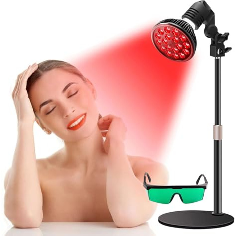 Lampe à Lumière Rouge, Appareil de Therapie par la Lumière Rouge, 54w Led 18 Ampoule Infrarouge Chauffante 660 nm 850 nm, Circulation Sanguine Améliorer le Teint de la Peau (sans support)