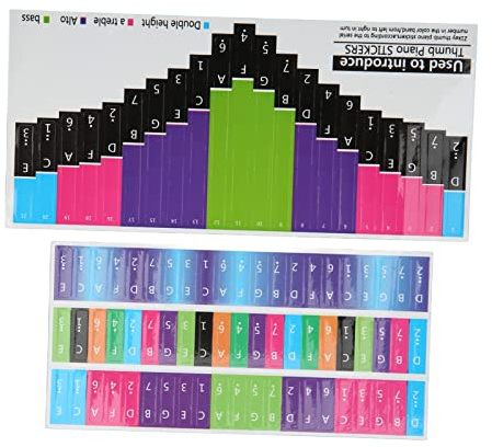 Brrnoo Bunte Kalimba-Aufkleber, Aufkleber für Daumenklaviertasten mit Zahlen und Intonationssymbolen, Zum Üben für Anfänger und Zum Auswendiglernen von Noten (Universelles Daumenklavier mit 21 Tönen)