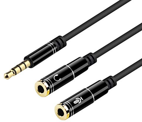 ReaLink Adaptateur Audio Câble 3,5mm Mâle vers Double Sorties Jack 3,5mm Femelle Répartiteur Audio pour PS4, Xbox One S, Tablette, téléphone Portable, Casques de Jeu PC et Ordinateur Portable (1Pack)