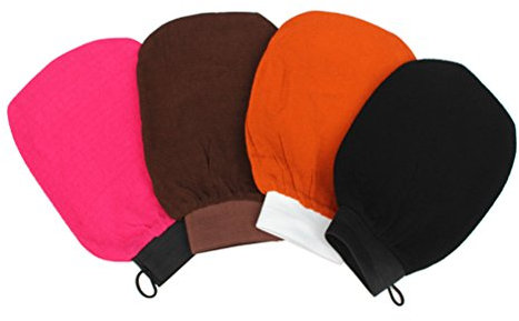 Ultnice Peelinghandschuh, Peelinghandschuh, Waschhandschuh, Lavendel, Speichen, Keine Irritation, zufällige Aufschrift, erhältlich in Schwarz/Orange/Kaffee/Rosa/Rot 4 Stück