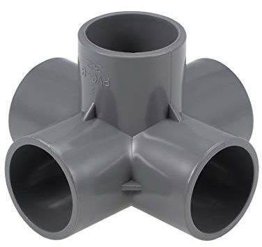 sourcing map 5 Vías PVC Conector 32mm Interior Diámetro, 10 Piezas Codo PVC de 90 Grados de Forma en T para Tubería de Agua, Reductor de Tubería de Acoplamiento, Gris