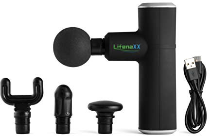 Lifenaxx Pistola per Massaggio Wireless Massaggiatore Muscolare a Percussione dei Tessuti Profonda per Alleviare il Dolore Silenzioso, con 4 Testine di Massaggio per Palestra Ufficio Casa LX-025